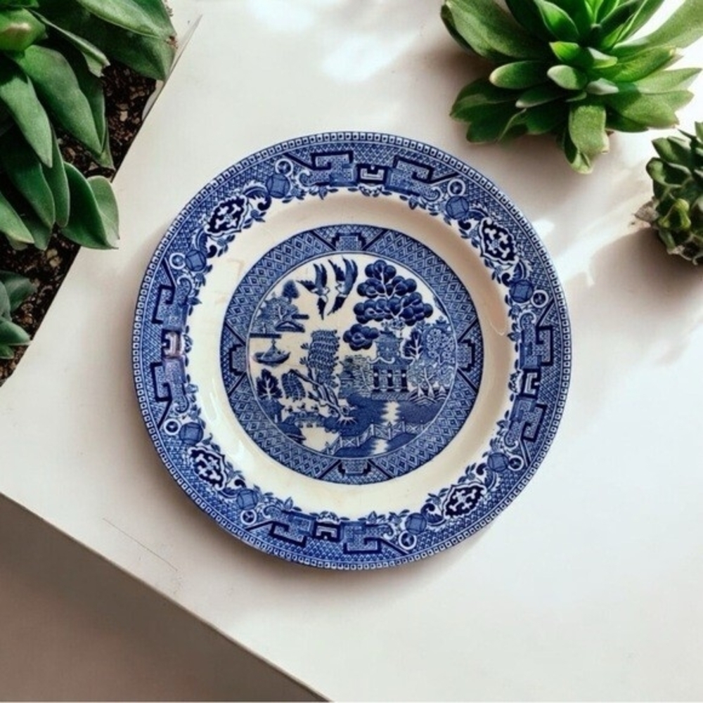 Antique Wood & Sons England Blue Willow 6" Saucer 1750-1784 Porcelain Ware